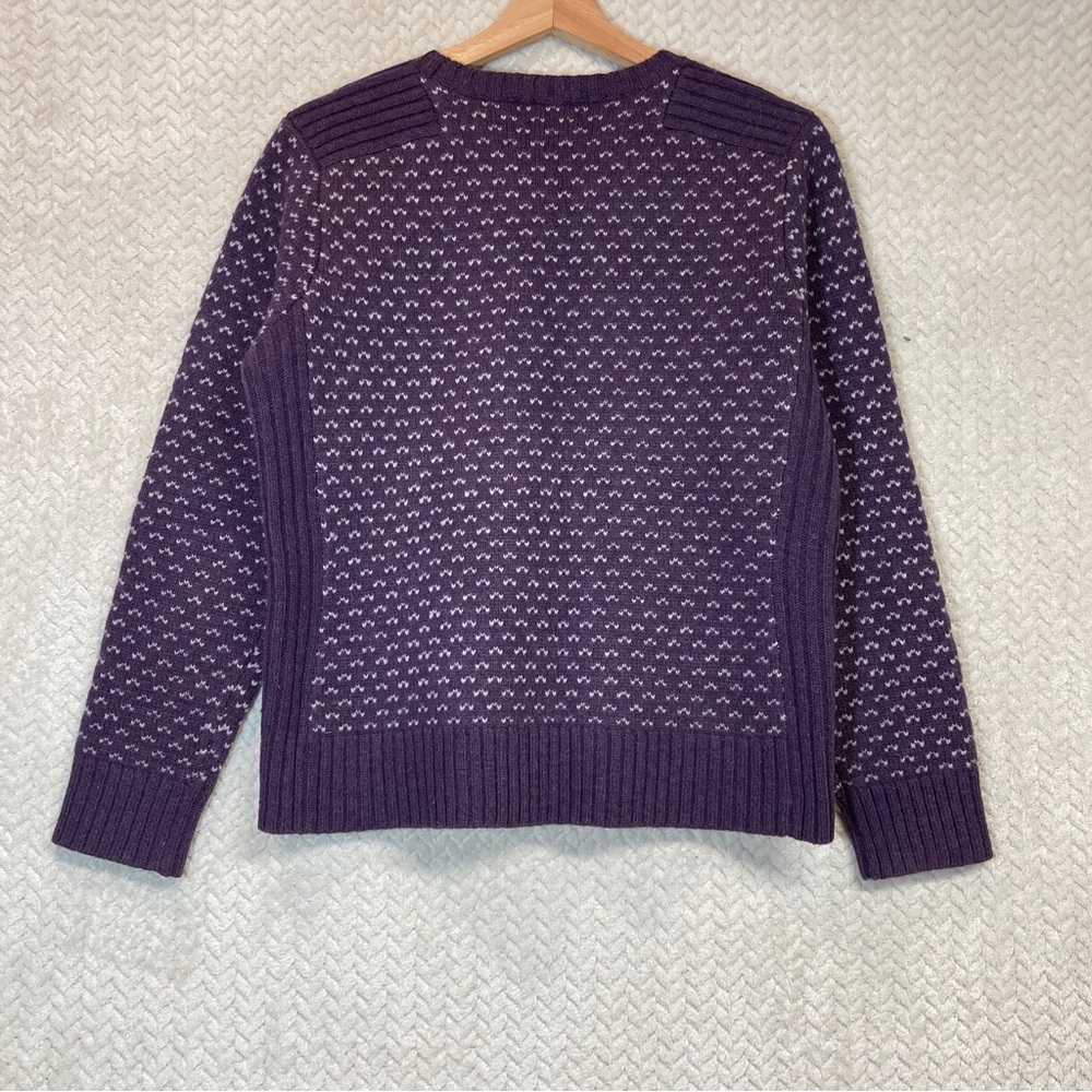 L.L. Bean women's purple classic lambswool birdseye knit sweater size M - Picture 8 of 11
